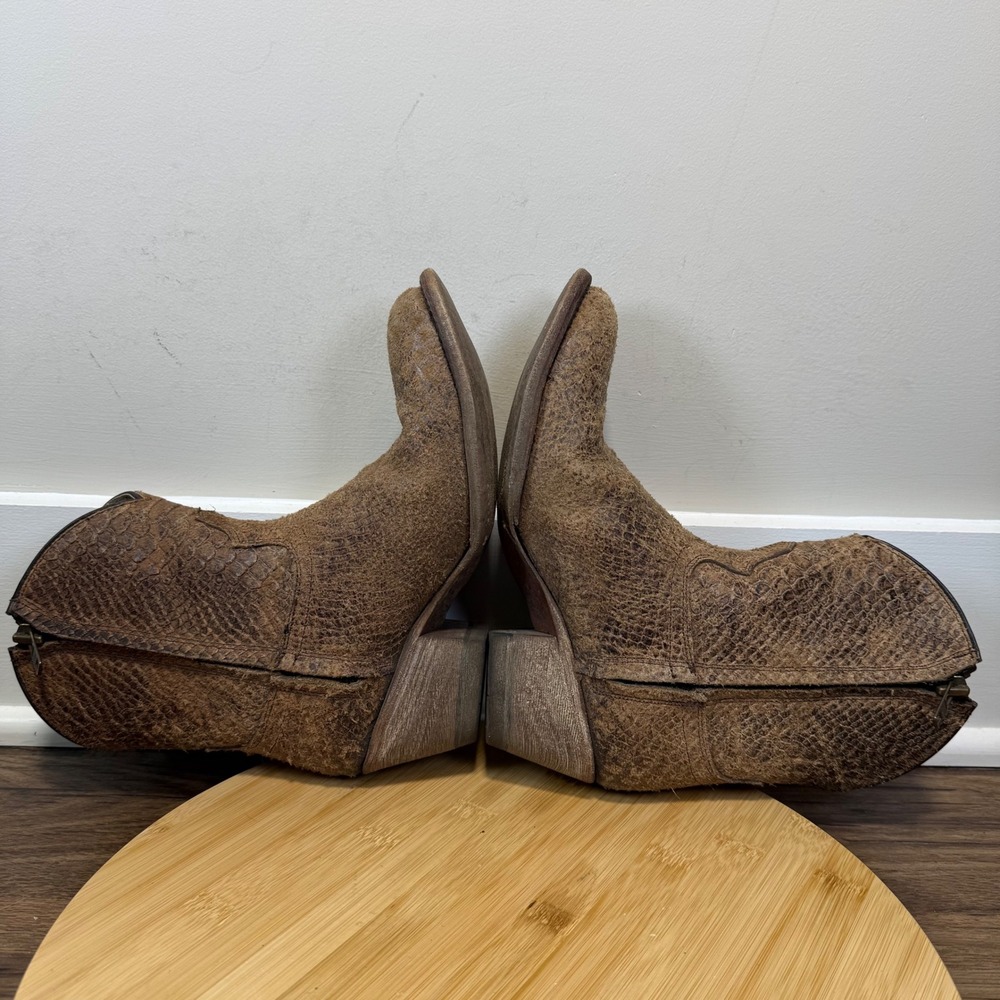 Ariat Western Boots Womens 6.5 Brown Snakeskin Leather Zip Cowgirl Boho Rustic - Picture 5 of 8